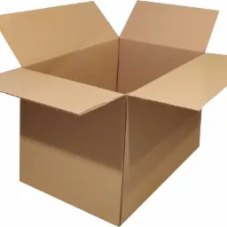 Otwarty, brązowy karton z tektury falistej, widok z góry, prezentujący wnętrze i klapy gotowe do zamknięcia.