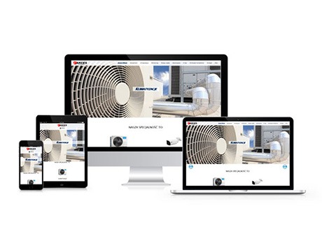 Responsywny projekt strony internetowej akces24.pl widoczny na monitorze, laptopie, tablecie i smartfonie.