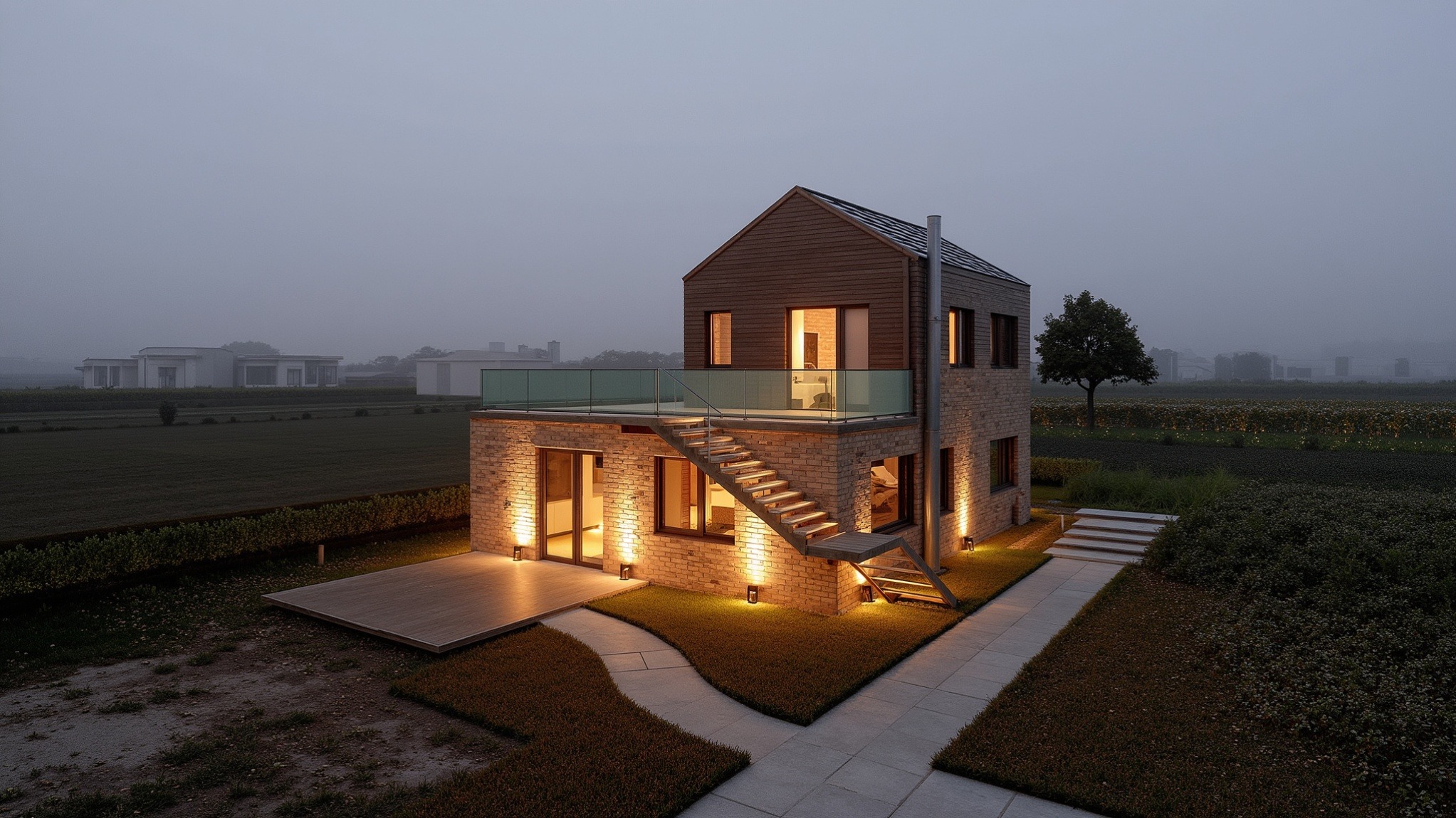 projekt indywidualny domu z tarasem widokowym . Budynek mieszkalny jednorodzinny ma powstać we wsi Jaśce pod Pionkami