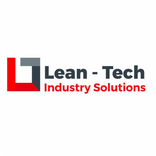 Logo firmy Lean-Tech Industry Solutions z czerwono-szarym symbolem graficznym po lewej stronie.