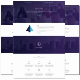 Projekt responsywnej strony internetowej z nagłówkiem, sekcją 'O nas' i listą usług, utrzymany w odcieniach błękitu i bieli, z widoczną nazwą firmy w lewym górnym rogu.