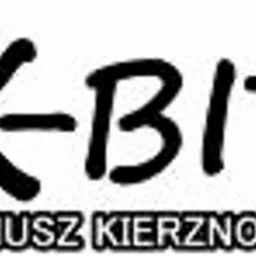 Czarno-białe logo firmy X-BIT Janusz Kierżnowski, napisane odręcznym stylem, z wyraźnym podkreśleniem 'X' i myślnikiem.