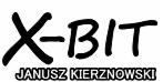 Czarno-białe logo firmy X-BIT Janusz Kierżnowski, napisane odręcznym stylem, z wyraźnym podkreśleniem 'X' i myślnikiem.