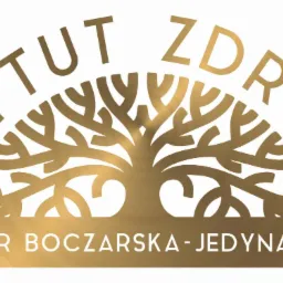 Złote logo Instytutu Zdrowia z drzewem życia w centrum i napisem 'DR BOCZARSKA-JEDYNAK' poniżej.
