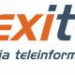 Logo firmy Nextitel, hurtownia teleinformatyczna, pomarańczowo-szary napis na białym tle.