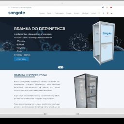 Strona internetowa dla firmy Sangate, zajmującej się sprzedażą urządzeń do dezynfekcji