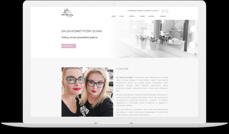 Strona internetowa dla salonu kosmetycznego.