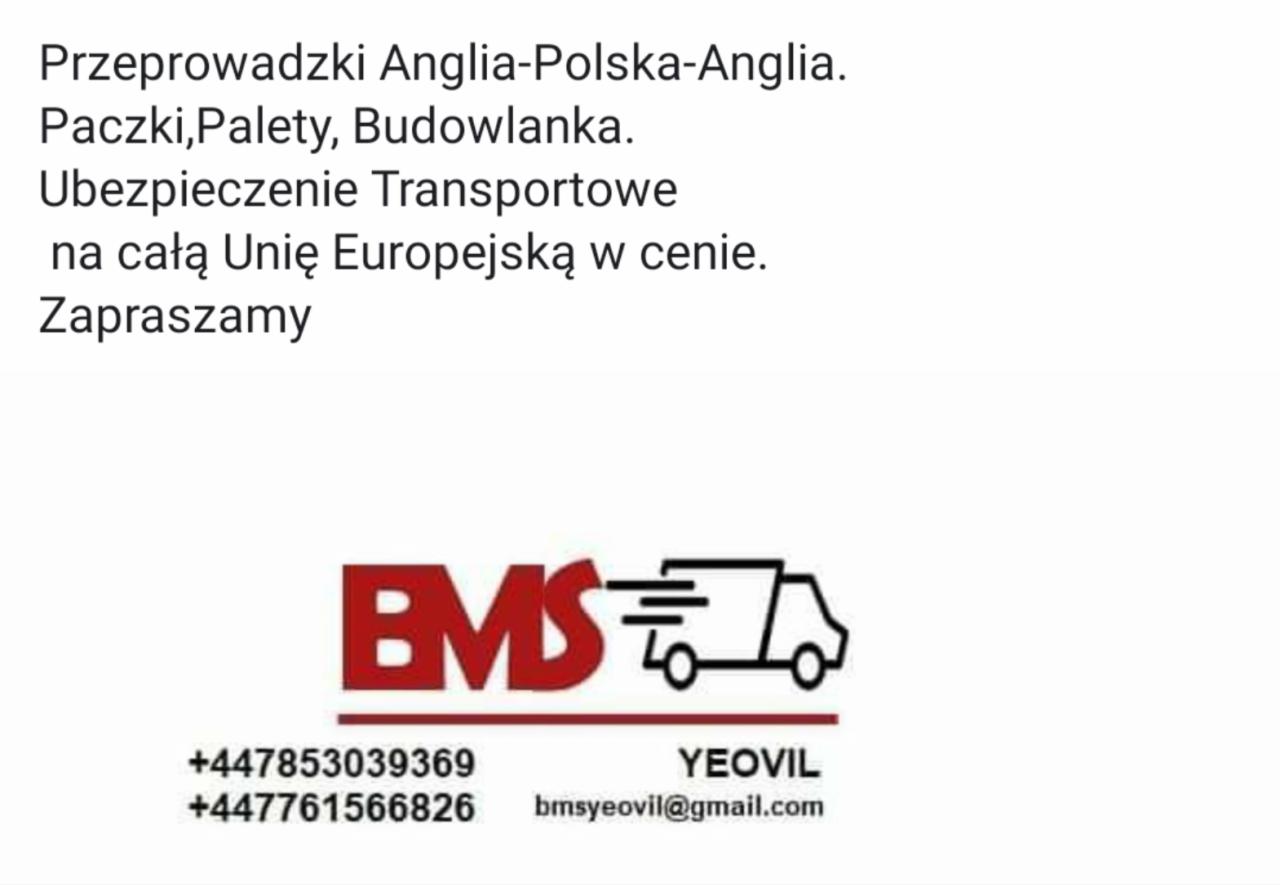 Ogłoszenie firmy transportowej oferującej przeprowadzki Anglia-Polska-Anglia, transport paczek, palet i materiałów budowlanych, oraz ubezpieczenie transportowe w cenie na całą Unię Europejską,...