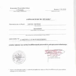 Uprawnienia PZT. Policja.