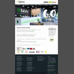 KoboSystem Sp. z o.o. - Strona internetowa klubu fitness FitFabric z widocznym logo, grafikami zajęć, informacjami o klubach, adresem, numerami telefonów i odnośnikami do mediów społecznościowych.