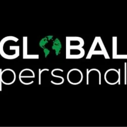 Logo firmy z napisem 'GLOBAL personal', gdzie w słowie 'GLOBAL' litera 'O' zastąpiona jest zieloną mapą świata na czarnym tle.