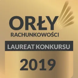 Złota odznaka 'Orły Rachunkowości' dla laureata konkursu w 2019 roku.