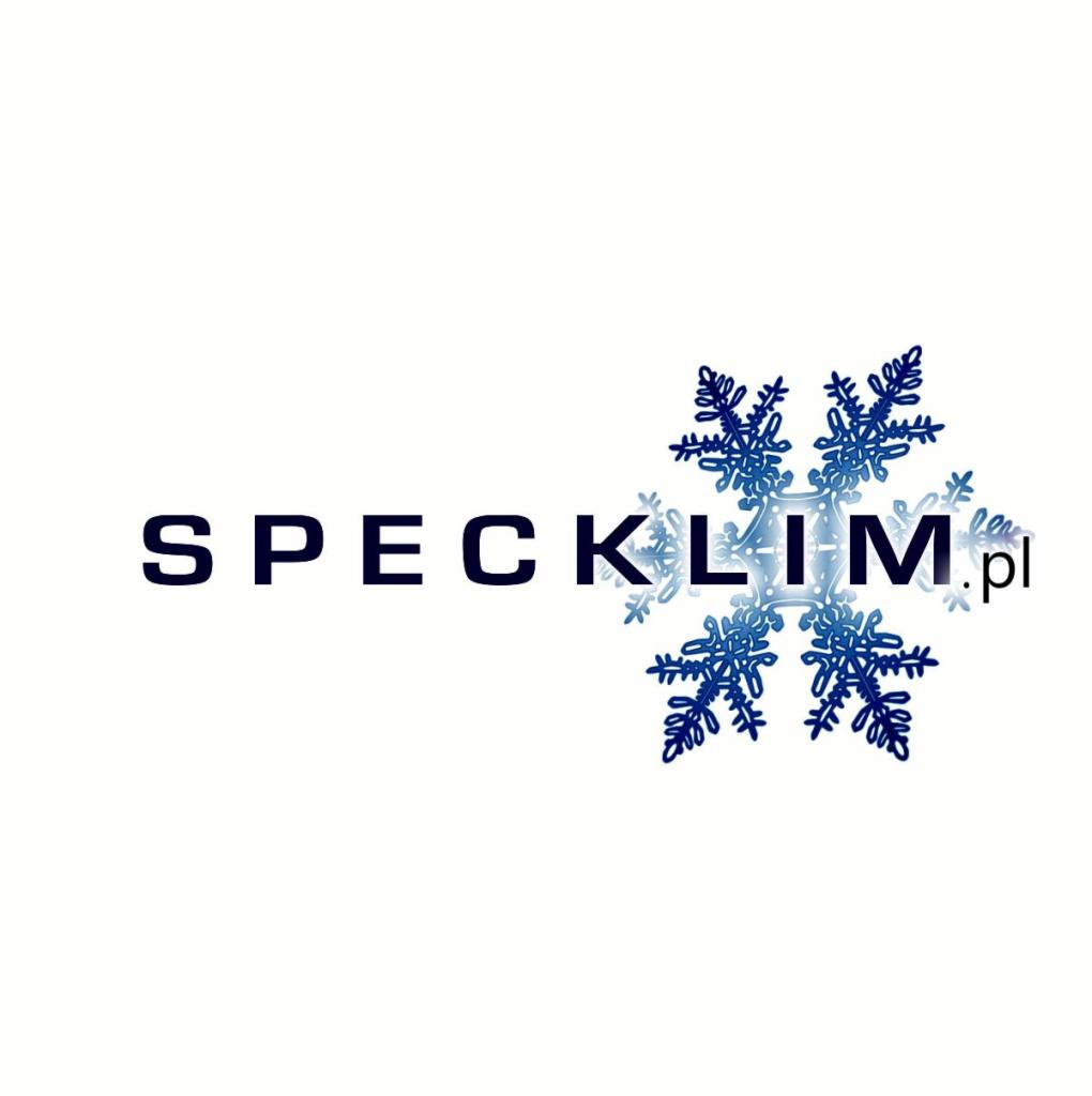 Logo firmy SPECKLIM.pl z motywem płatka śniegu w odcieniach niebieskiego na białym tle.