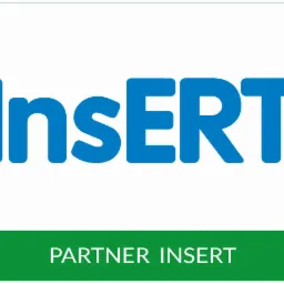 Logo firmy Insert, niebieski napis na białym tle, z zielonym paskiem u dołu z tekstem Partner Insert.