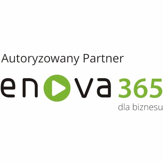 Logo 'enova365 dla biznesu' z oznaczeniem 'Autoryzowany Partner' w Kielcach.