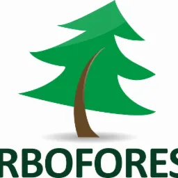 Logo firmy ArborForest przedstawiające stylizowaną, zieloną choinkę z brązowym pniem nad napisem ArborForest.