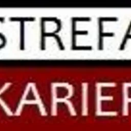 Grafika z napisem 'STREFA KARIER' na czarno-czerwonym tle, czcionka bezszeryfowa.