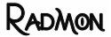 Logo firmy Radmon w czarno-białej kolorystyce, stylizowane liternictwo.