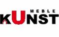 Logo firmy KUNST MEBLE z czerwonym, wyróżnionym elementem graficznym w kształcie litery U, umieszczone na białym tle.