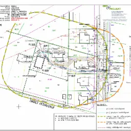 Kopia mapy zasadniczej do celów projektowych, skala 1:500, z zaznaczeniem działek, granic nieruchomości, przebiegu sieci wodociągowej i przyłączy, z legendą i datą aktualizacji.