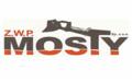 Logo firmy Z.W.P. MOSTY z sylwetką koparki w kolorach czarno-pomarańczowych na białym tle.