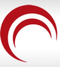 Abstrakcyjne logo w odcieniach czerwieni, składające się z trzech łuków tworzących dynamiczny, spiralny kształt na białym tle. Symbolizuje rozwój i profesjonalizm.