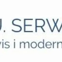 Logo firmy P.H.U. SERWISARIUM z symbolem kamery CCTV, oferującej projekt, serwis i modernizację systemów. Niebieska kolorystyka, minimalistyczny design.