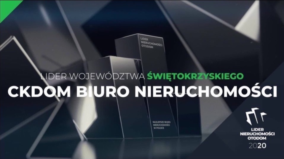 Logo CKDOM Biuro Nieruchomości, Lider Nieruchomości Otodom 2020, Lider Województwa Świętokrzyskiego, Najlepsze Biuro Nieruchomości w Polsce.