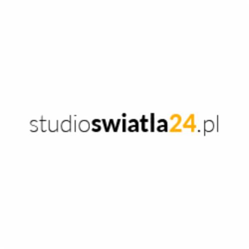 Logo firmy Studio Światła 24 z pomarańczowym numerem 24 na białym tle.