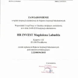 Wpis do rejestru insytucji szkoleniowych