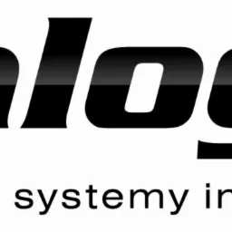 Logo firmy Inlogic z napisem 'inteligentne systemy instalacyjne' poniżej, charakterystyczny element graficzny z kolorami czerwonym, żółtym i czarnym.