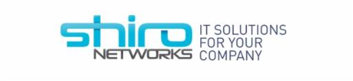 Logo firmy Shiro Networks, oferującej rozwiązania IT dla firm, w kolorystyce błękitno-szarej na białym tle.
