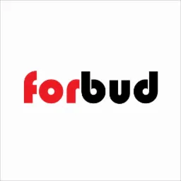 Logo firmy budowlanej 'forbud' z czerwonym 'for' i czarnym 'bud' na białym tle.