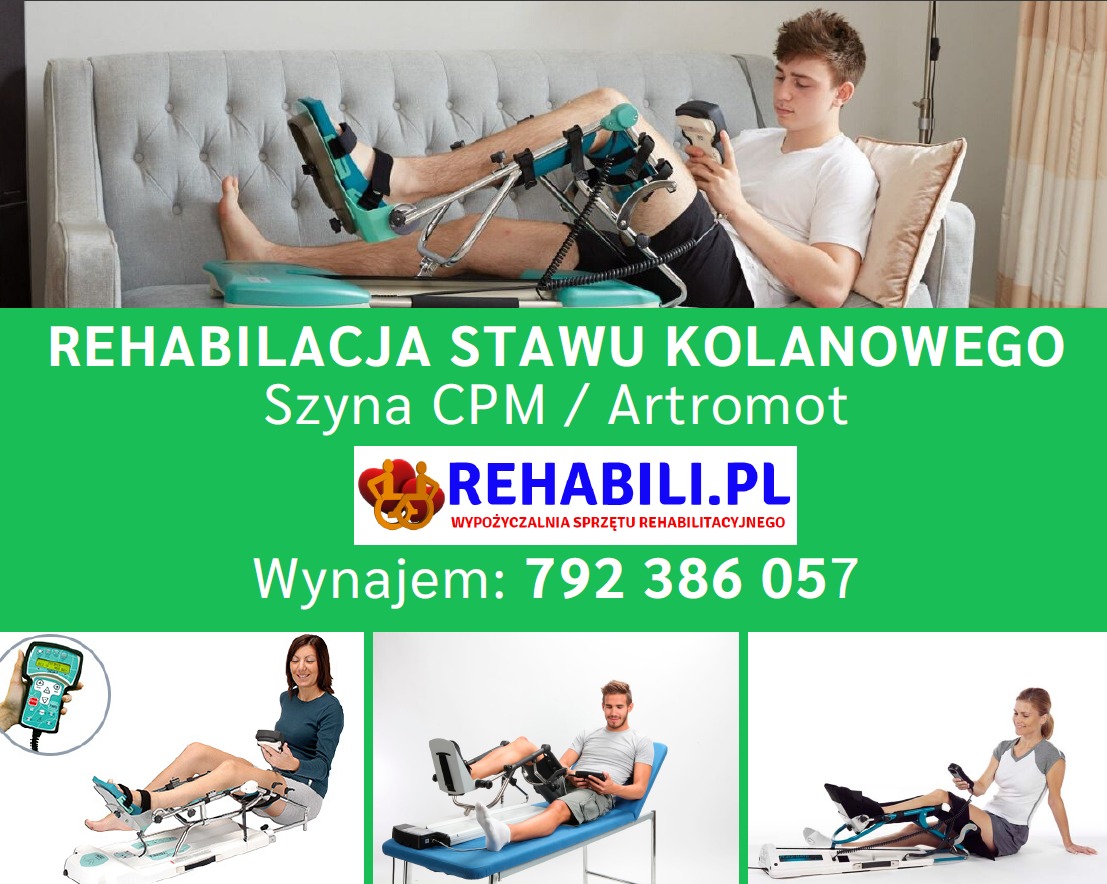 Szyna CPM Artromot na staw kolanowy, kolano - wynajem, wypożyczenie - rehabilitacja stawu kolanowego