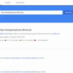 Wynik testu szybkości strony internetowej 'testujemystrone.dfirma.pl' w narzędziu PageSpeed Insights, wskazujący na wynik 93/100, oznaczony jako 'szybka'.