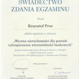 Świadectwo Związku Banków Polskich dot. egzaminu dla potrzeb bankowych