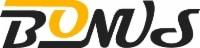 Czarno-żółte logo firmy BONUS z charakterystycznym, stylizowanym krojem pisma.