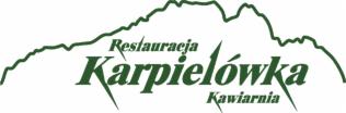 Logo restauracji i kawiarni Karpielówka w Warszawie, z motywem górskim w kolorze ciemnozielonym.