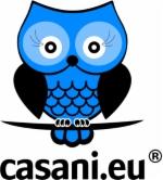Niebieska sowa na gałęzi, logo casani.eu.