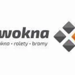 Logo firmy WWOknA z hasłem 'okna · rolety · bramy' i graficznym symbolem złożonym z szarych i pomarańczowych rombów na białym tle.