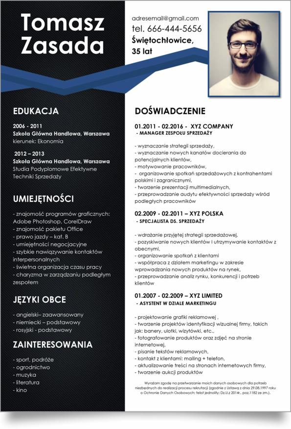 szablon cv word Blue Billy