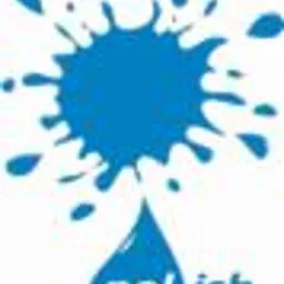 Niebieska plama przypominająca wybuch, z której spływa kropla z napisem 'polish jet'.