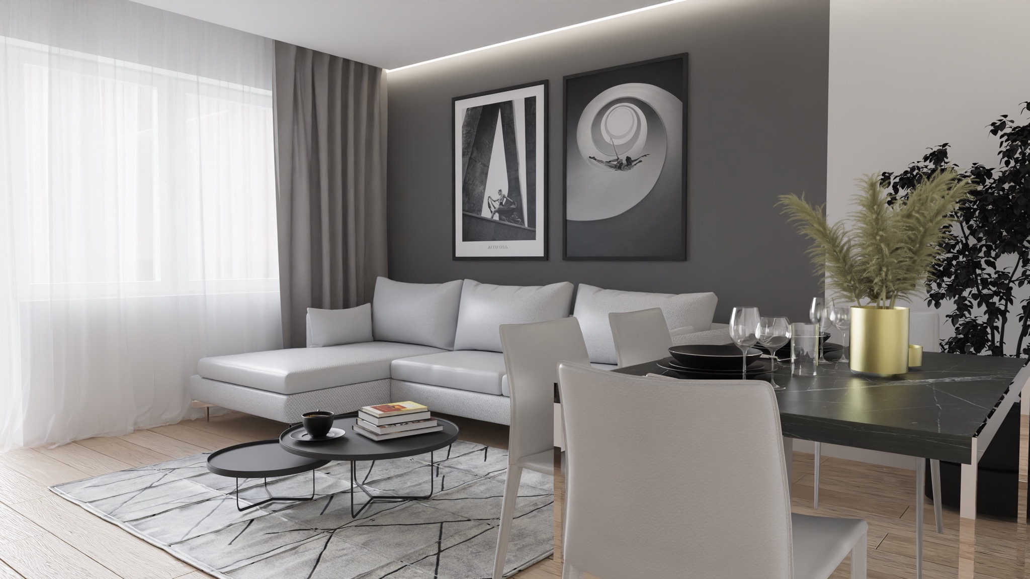 Salon w stylu Nowoczesnym - projekt