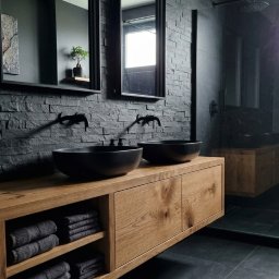 SQR Studio - Dębowa szafka łazienkowa Wieliczka