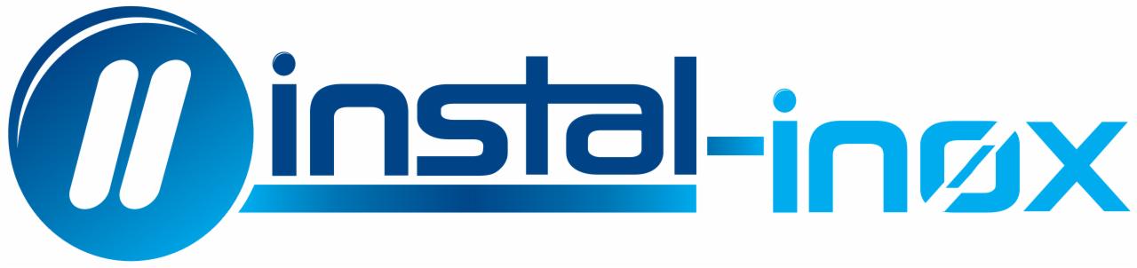 Niebieskie logo firmy Instal-inox z charakterystycznym symbolem podwójnej litery 'I' w okręgu.