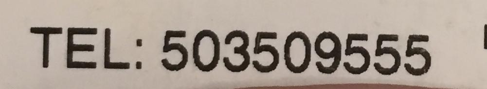 Kontaktowy numer telefonu 5033509555 wydrukowany czarną czcionką na białym tle.