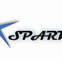 Logo firmy z niebieską gwiazdą i nazwą 'SPARK' w czarnej, ozdobnej czcionce z cieniem na białym tle.