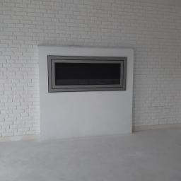 M.S. Vel-BUD Firma Rodzinna - Biała ściana z cegły dekoracyjnej z wnęką i wbudowanym, nowoczesnym kominkiem elektrycznym z szarą ramą.