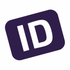 Logo z białym napisem ID na fioletowym, zaokrąglonym prostokącie, lekko przechylone w prawo.