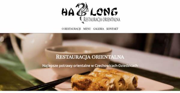 Strona internetowa restauracji orientalnej Ha Long - sajgonki.com.pl, prezentująca ofertę kulinarną i menu.